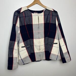 Merona Americana Plaid Women's Blazer Zip Up Jacket XXL No Collar